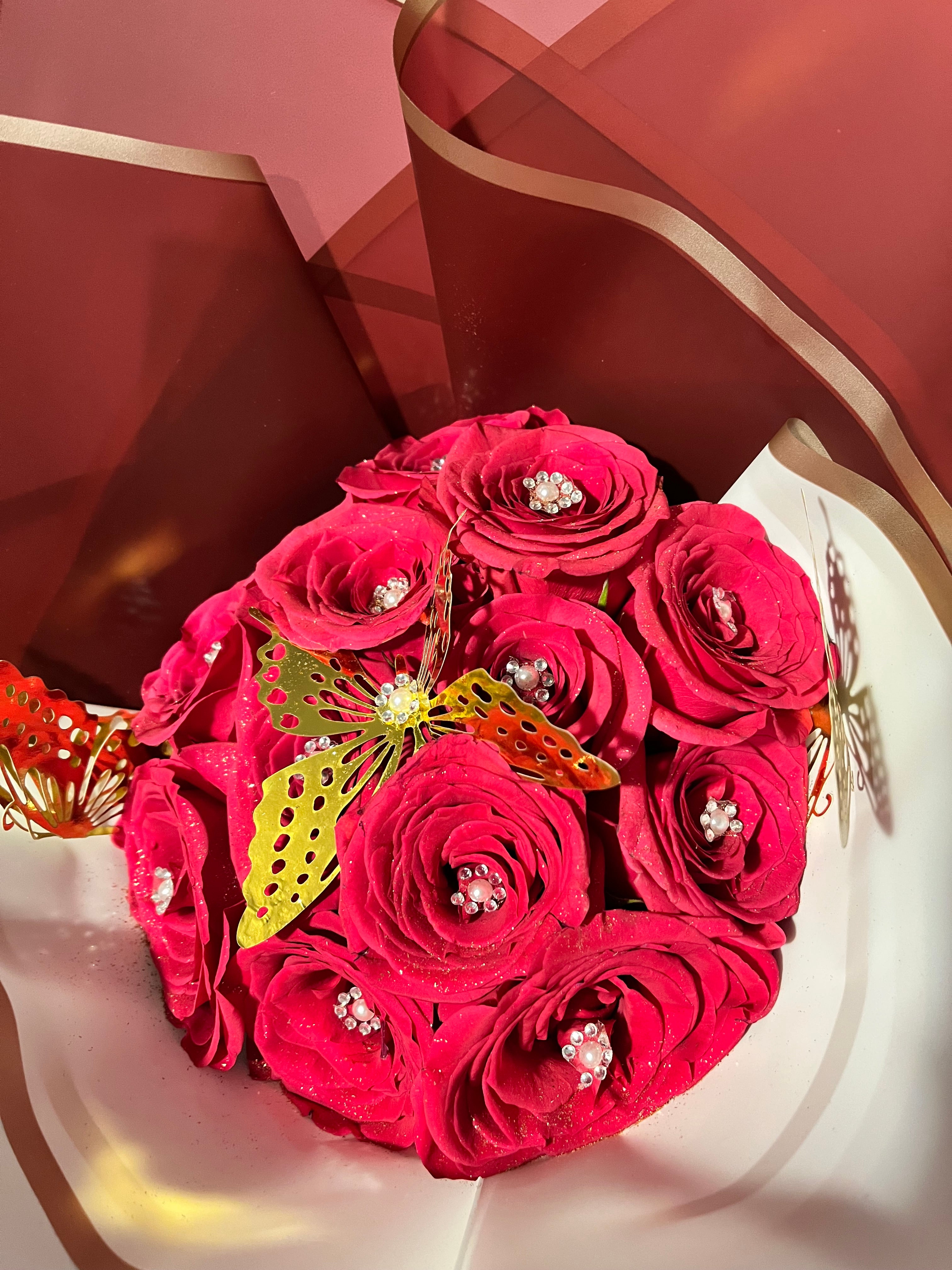 Natural Rose Bouquet of 12 (Rosas Naturales Ramo 12)